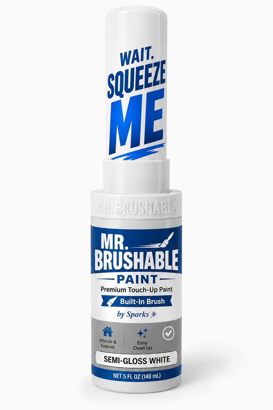 The Mr. Brushable listing photo: the white touch-up paint bottle with its built-in brush cap.